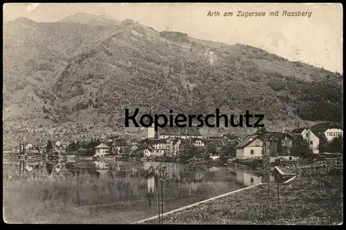 ALTE POSTKARTE ARTH AM ZUGERSEE SEE MIT ROSSBERG 1911 THEATER theatre Ansichtskarte AK postcard cpa