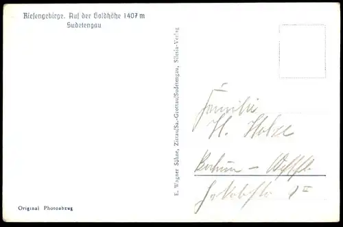 ALTE POSTKARTE AUF DER GOLDHÖHE SUDETENGAU SUDETEN KRUMMHÜBEL RIESENGEBIRGE KARPACZ Karkonosze Krkonose Ansichtskarte