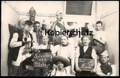 ALTE FOTO POSTKARTE SYLVESTER 1927 SÜLZHAYN PROST NEUJAHR 1928 FEIER ELLRICH THÜRINGEN Ansichtskarte postcard cpa photo