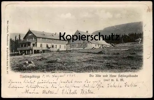 ALTE POSTKARTE RIESENGEBIRGE ALTE UND NEUE SCHLINGELBAUDE Spindlermühle Spindleruv Mlyn Rübezahl Sudeten cpa postcard AK