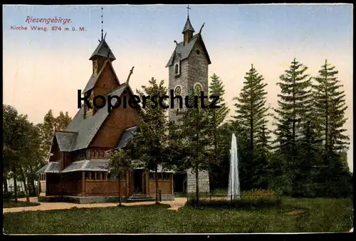 ALTE POSTKARTE RIESENGEBIRGE KIRCHE WANG KARPACZ Krummhübel Sudeten Ansichtskarte cpa postcard AK