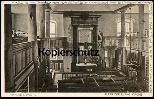 ALTE POSTKARTE RAHDEN IN WESTFALEN ALTAR DER EVANGELISCHEN KIRCHE church église Ansichtskarte postcard cpa AK