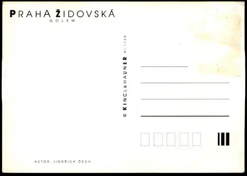 ÄLTERE POSTKARTE PRAHA ZIDOVSKA GOLEM JEW JEWISH PRAGUE PRAG JUDAICA JUDAIKA cpa postcard AK Ansichtskarte