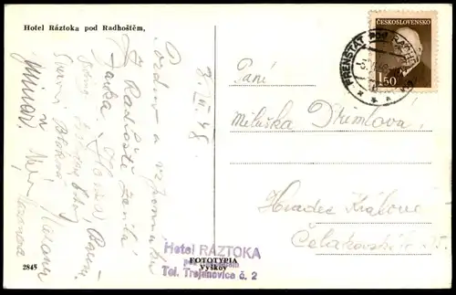 ALTE POSTKARTE HOTEL RAZTOKA POD RADHOSTEM TROJANOVICE Czech Republic Ceska Republika Ansichtskarte postcard cpa AK
