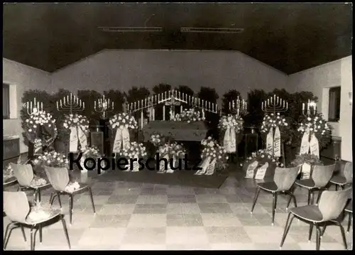 ALTE ORIGINAL FOTO POSTKARTE AUFBAHRUNG IN DER LEICHENHALLE 1969 BEGRÄBNIS funeral burial funérailles cpa photo Sarg AK