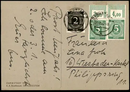 ALTE POSTKARTE DARMSTADT 1945 SCHLOSSTOR K. A, BUSCHBAUM castle chateau Ansichtskarte cpa postcard AK