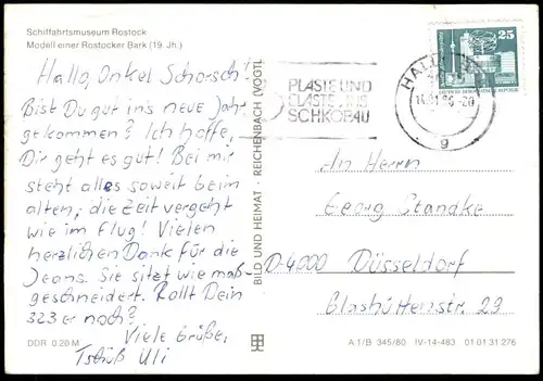 ÄLTERE POSTKARTE ROSTOCK MODELL EINER ROSTOCKER BARK MODELLSCHIFF Segelschiff clipper miniature model ship cpa postcard