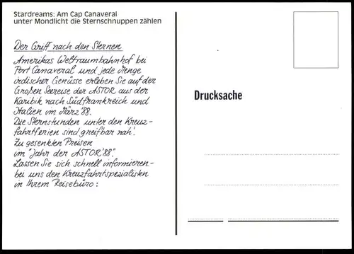 ÄLTERE POSTKARTE MS ASTOR 88 STARDREAMS KREUZFAHRTSCHIFF HADAG CRUISE LINE Schiff Motorschiff ship Rakete Canaveral cpa