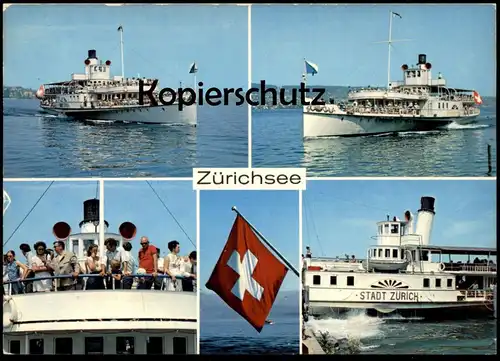 ÄLTERE POSTKARTE ZÜRICHSEE DAMPFER STADT ZÜRICH & RAPPERSWIL steamship bateau à vapeur Ansichtskarte cpa postcard AK