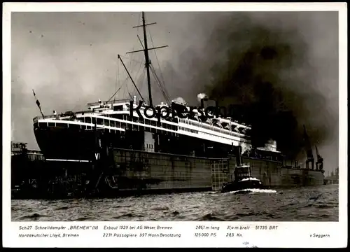 ALTE POSTKARTE SCHNELLDAMPFER BREMEN DAMPFER NORDDEUTSCHER LLOYD Schlepper steam boat bateau Ansichtskarte postcard cpa