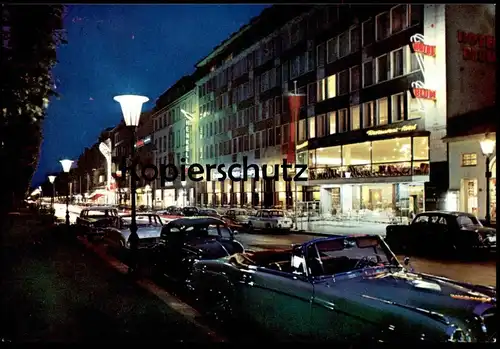 ÄLTERE POSTKARTE WIESBADEN HOTEL BLUM KONDITOREI CAFE HENKELL MERCEDES CABRIO VW KÄFER Ansichtskarte cpa postcard AK