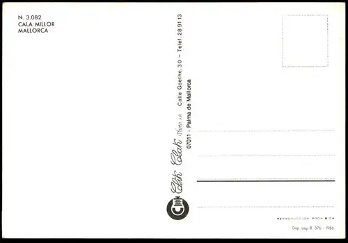 ÄLTERE POSTKARTE CALA MILLOR MALLORCA ISLAS BALEARES LANDKARTE Möwe map tarjeta postal postcard AK Ansichtskarte cpa
