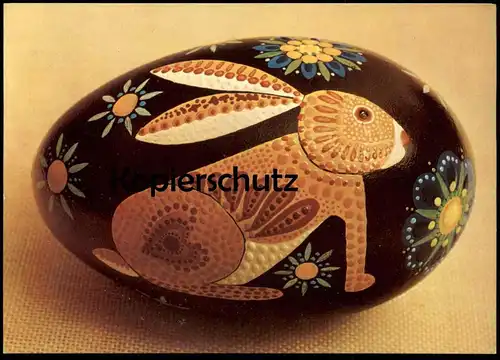 ÄLTERE POSTKARTE GÄNSEEI MIT TUSCHE GEFÄRBT BEMALT HASE Ei egg oeuf Osterhase Ostern easter Haupt-Battaglia postcard cpa