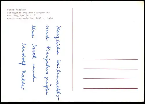 ÄLTERE POSTKARTE ULM ULMER MÜNSTER PYTHAGORAS AUS DEM CHORGESTÜHL JÖRG SYRLIN 1469 Ansichtskarte AK postcard cpa