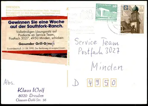 ÄLTERE POSTKARTE DRESDEN ERNST-THÄLMANN-STRASSE PIRNAISCHER PLATZ POSTPLATZ BRONZEPLASTIK SEMPEROPER postcard AK cpa