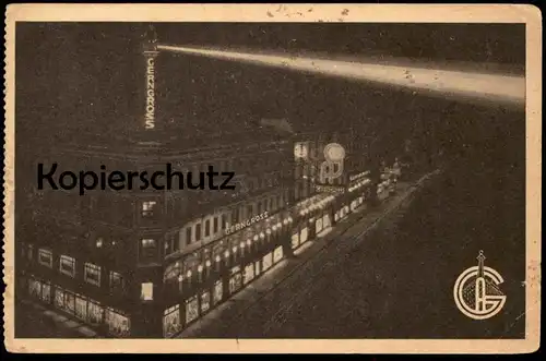 ALTE POSTKARTE WIEN WARENHÄUSER GERNGROSS SCHEINWERFER 27 MILLIONEN KERZENSTÄRKEN BEI NACHT Ansichtskarte postcard cpa