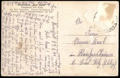 ALTE POSTKARTE HÜRTH KNAPSACK BEI KÖLN GASTHAUS ZUR VILLE WILLI STEGMANN BEFLAGGUNG FERNRUF HERMÜLHEIM Ansichtskarte AK