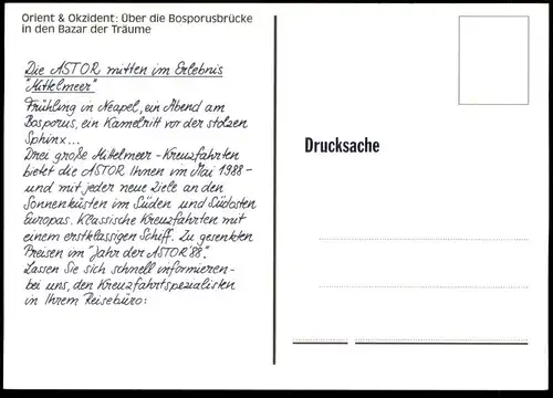 ÄLTERE POSTKARTE MS ASTOR 88 ORIENT UND OKZIDENT KREUZFAHRTSCHIFF HADAG CRUISE LINE Schiff Motorschiff ship Istanbul cpa
