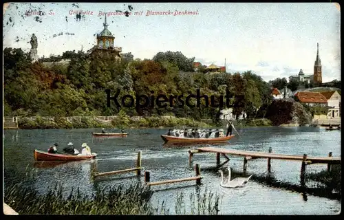 ALTE POSTKARTE HALLE SAALE BERGSCHÄNKE MIT BISMARCK DENKMAL CRÖLLWITZ KRÖLLWITZ monument Ansichtskarte AK postcard cpa