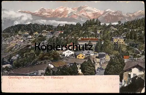 ALTE POSTKARTE GREETINGS FROM DARJEELING HIMALAYA Panorama view Hofmann Leder Meissen Ansichtskarte postcard cpa AK