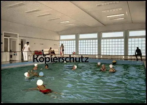 ÄLTERE POSTKARTE BALTRUM TEMPERIERTES SEEWASSER HALLENBAD Meerwasser wimming pool Bad piscine postcard AK Ansichtskarte