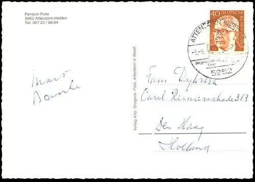 ÄLTERE POSTKARTE ATTENDORN HELDEN PENSION PULTE TRAKTOR ANHÄNGER TRECKER PFERDE tractor Ansichtskarte AK cpa postcard