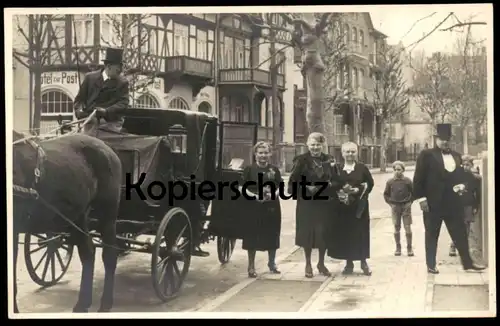 ALTE FOTO POSTKARTE BAD PYRMONT KUTSCHE HOTEL ZUR POST TRAUER FEIER ANZUG SCHWARZE KLEIDUNG Ansichtskarte postcard cpa