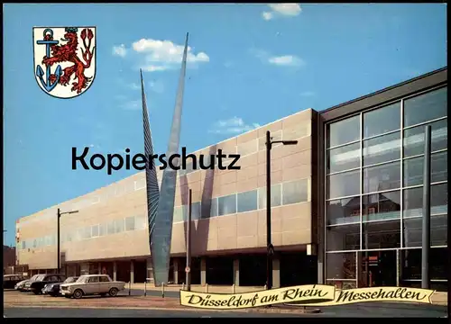 ÄLTERE POSTKARTE DÜSSELDORF MESSEHALLEN MESSE MESSEZENTRUM PORSCHE 911 ? VW Wappen Ansichtskarte cpa AK postcard