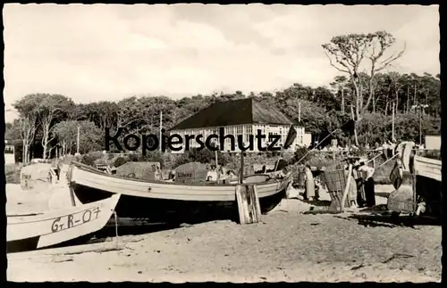 ÄLTERE POSTKARTE GRAAL-MÜRITZ STRANDHALLE SEEBLICK FISCHERBOOTE FISCHER BOOT Gr.R-07 cpa postcard Ansichtskarte AK