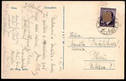 ALTE POSTKARTE TAUS DOMAZLICE 1944 REGION PILSEN Ceska Tschechische Republik Ansichtskarte cpa postcard AK