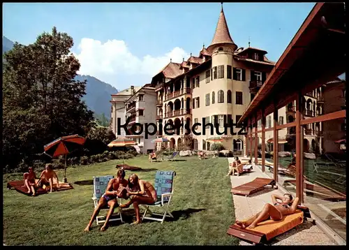 ÄLTERE POSTKARTE ORTISEI ST. ULRICH HOTEL ADLER BOZEN BADEMODE Bikini Alto Adige Val Gardena Dolomiti Italia italy cpa