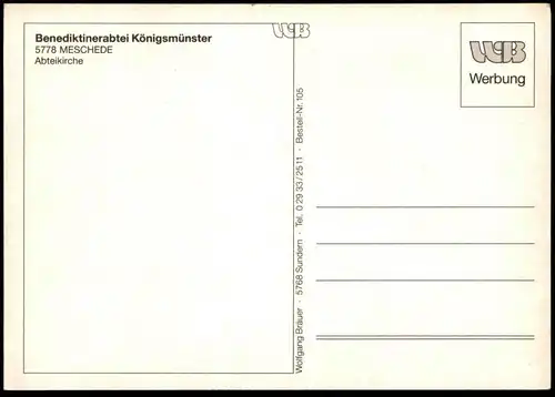 ÄLTERE POSTKARTE BENEDIKTINERABTEI KÖNIGSMÜNSTER MESCHEDE ABTEIKIRCHE Abtei abbey abbaye Ansichtskarte cpa postcard AK