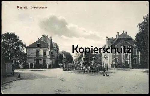 ALTE POSTKARTE RASTATT OTTERSDORFERTOR OTTERSDORFERTOR Hund Dackel Teckel Stempel Touristen Verein Naturfreunde Freiburg