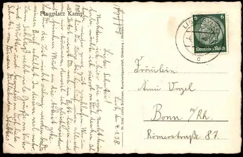 ALTE POSTKARTE FLUGPLATZ KAMP SYLT 1938 WINDSTÄRKE 10 Ansichtskarte cpa AK postcard