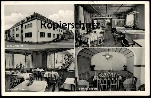 ALTE POSTKARTE KARLSRUHE HAGSFELD GASTSTÄTTE ZUM LINDERHOF EIGENE METZGEREI INH. LUDWIG WEGMANN Ansichtskarte postcard