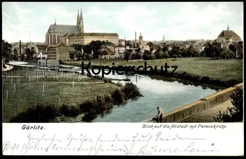 ALTE POSTKARTE GÖRLITZ BLICK AUF DIE ALTSTADT MIT PETERSKIRCHE Neisse Zgorzelec Ansichtskarte cpa postcard AK