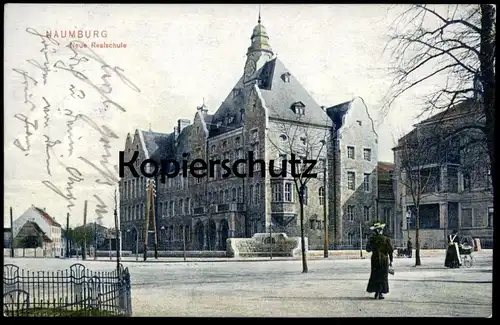 ALTE POSTKARTE NAUMBURG SAALE NEUE REALSCHULE Frau mit Kinderwagen Schule school école Ansichtskarte AK cpa postcard