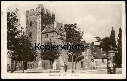 ALTE POSTKARTE NAUMBURG SAALE MARIENTOR LITTFASSSÄULE WERBUNG SALEM ALEIKUM CIGARETTEN FREYBURG Ansichtskarte postcard