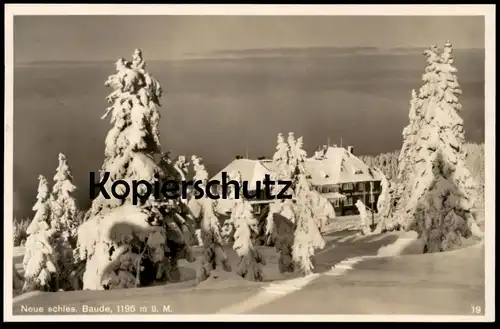 ALTE POSTKARTE NEUE SCHLESISCHE BAUDE BESITZER H. ALDOPH RIESENGEBIRGE BAHNPOST HIRSCHBERG Szklarska Schlesien postcard