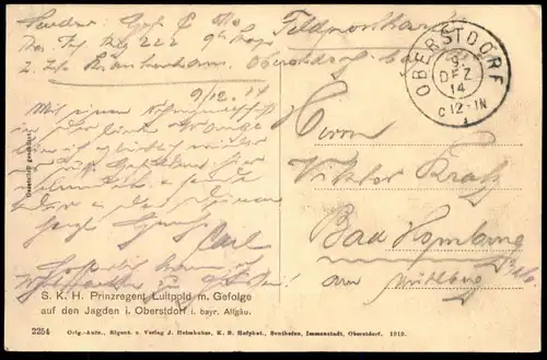 ALTE POSTKARTE JAGD OBERSTDORF PRINZREGENT LUITPOLD GEHEIMRAT HOFJAGDDIREKTOR Prinz hunting chasseur cpa postcard