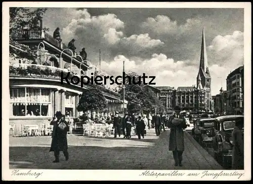 ALTE POSTKARTE HAMBURG ALSTERPAVILLON AM JUNGFERNSTIEG AUTOS OLDTIMER cars AK Ansichtskarte postcard cpa