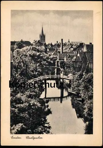 ÄLTERE POSTKARTE EMDEN STADTGRABEN 1944 Brücke Kirche Ansichtskarte postcard cpa AK