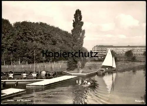 ÄLTERE POSTKARTE EMDEN AM NORDERTOR SEGELBOOT MOTORBOOT VERLAG FRIEDA PAMPERIN Ansichtskarte postcard cpa AK