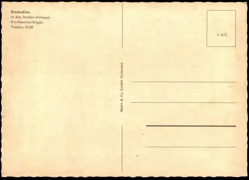 ÄLTERE POSTKARTE KAUFBEUREN EISSTADION Stade de Glace Eis Stadion Ice Stadium Ice Eishockey VW Wünstel cpa postcard