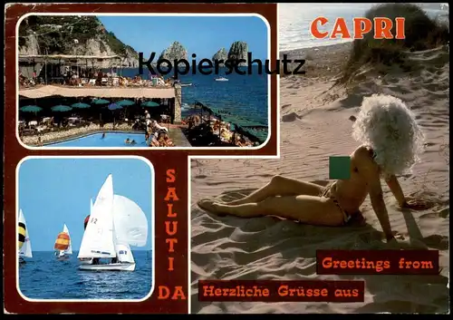 ÄLTERE POSTKARTE SALUTI DA CAPRI Frau femme seins nus nude breast woman nudity FKK cpa postcard Ansichtskarte AK