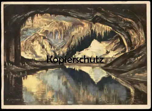 ALTE KÜNSTLER POSTKARTE SAALFELD THÜRINGEN DIE FEENGROTTEN WILLI SCHRAMM 1943 Höhle Grotte cave Ansichtskarte postcard