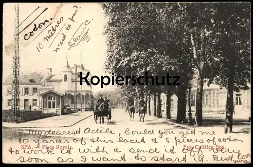 ALTE POSTKARTE SPA PLACE ROYAL VILLA COACH KUTSCHE 1910 PAP. CALIFICE À SPA postcard cpa Ansichtskarte AK