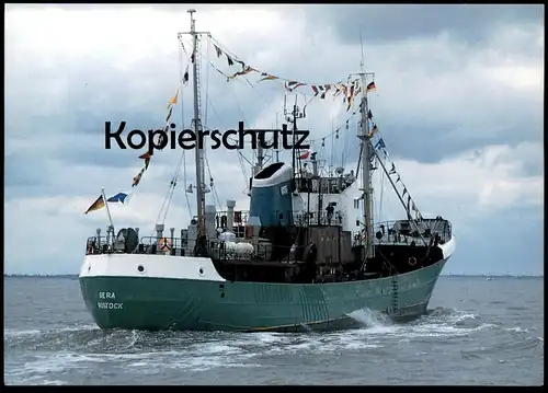 ÄLTERE POSTKARTE MS GERA ROSTOCK DER LETZTE SEITENFÄNGER DEUTSCHLANDS Schiff Motorschiff fishing ship postcard cpa AK