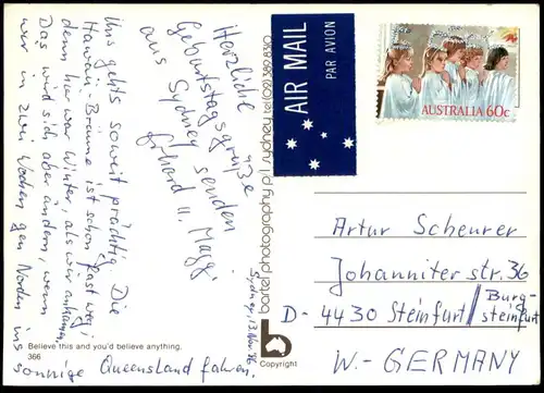 ÄLTERE POSTKARTE KÄNGURUH SURFT SURFEN HUMOR OH BOY! HOW DO I STOP THIS BLOODY THING? kangaroo surfing postcard cpa AK