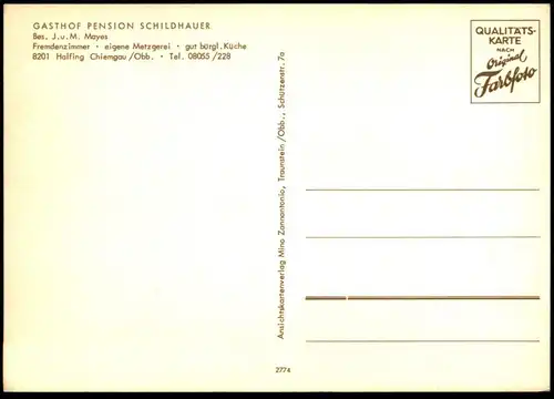 ÄLTERE POSTKARTE HAFLING GASTHOF PENSION SCHILDHAUER EIGENE METZGEREI FREMDENZIMMER KÜCHE postcard Ansichtskarte cpa AK